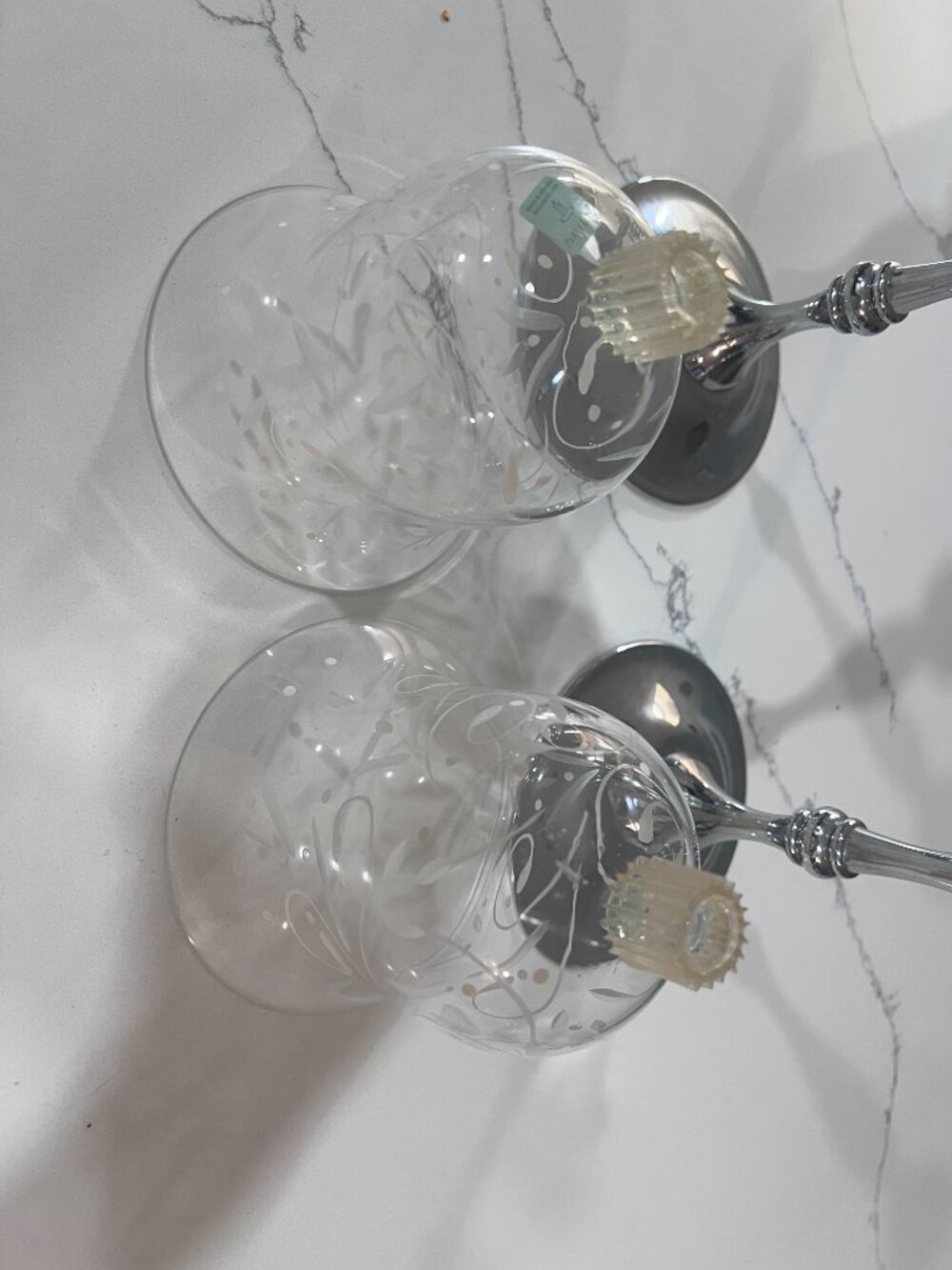 PartyLite Chrome Taper Holders with White Radiance Peglites -set of 2 - Picture 3 of 7
